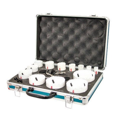 MAKITA 16 PIECE STANDARD BI-METAL HOLE SAW SET UNIVERSAL SET - ALUMINIUM CASE D-60975