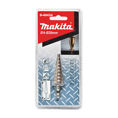 MAKITA 4-20mm HSS STEP DRILL BIT 1/4 HEX D-40434