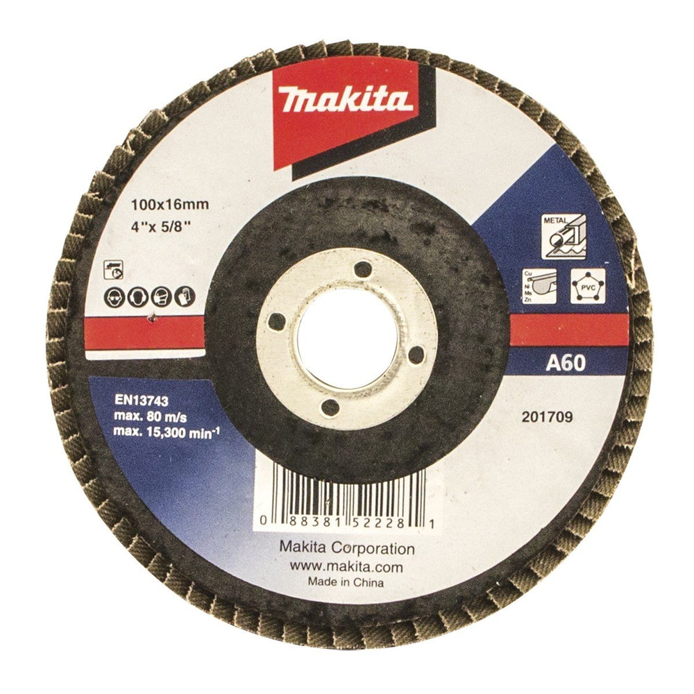 MAKITA 100mm ECONOMY FLAP DISC 60# ALUMINIUM OXIDE D-63404