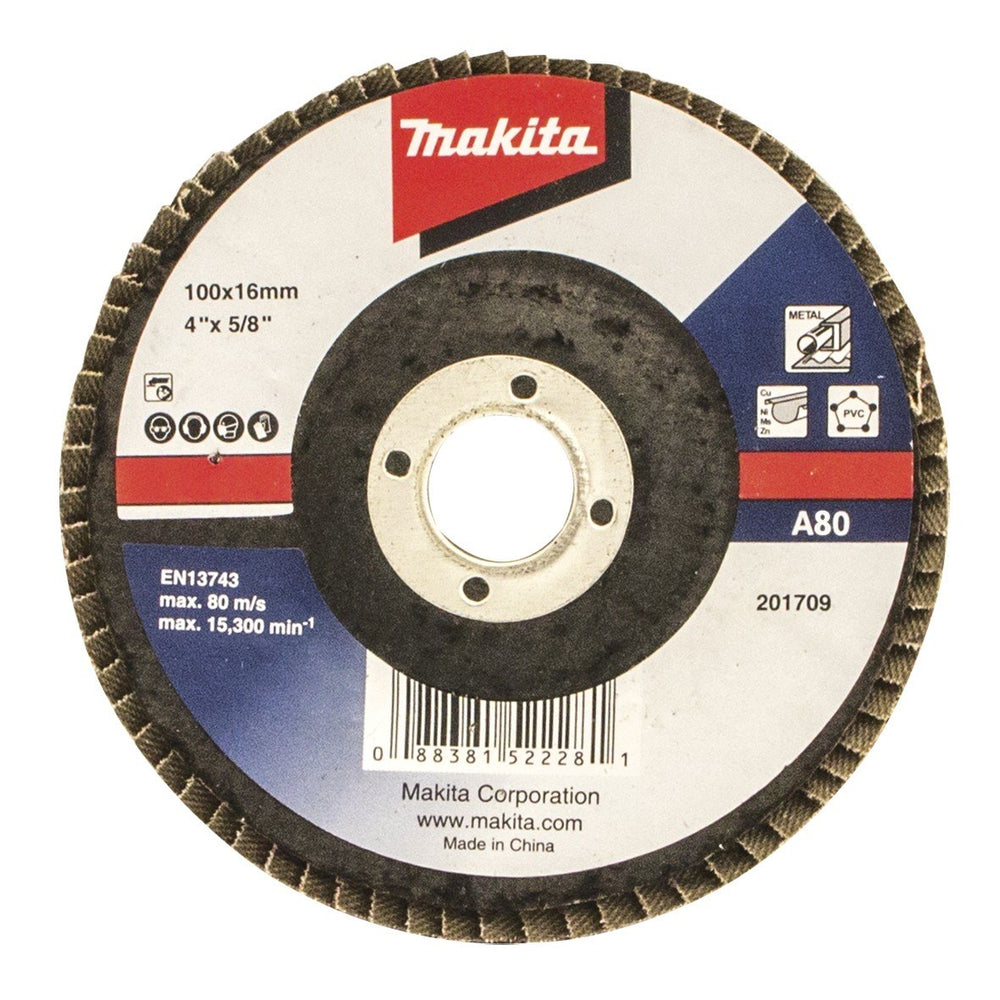 MAKITA 100mm ECONOMY FLAP DISC 80# ALUMINIUM OXIDE D-63410
