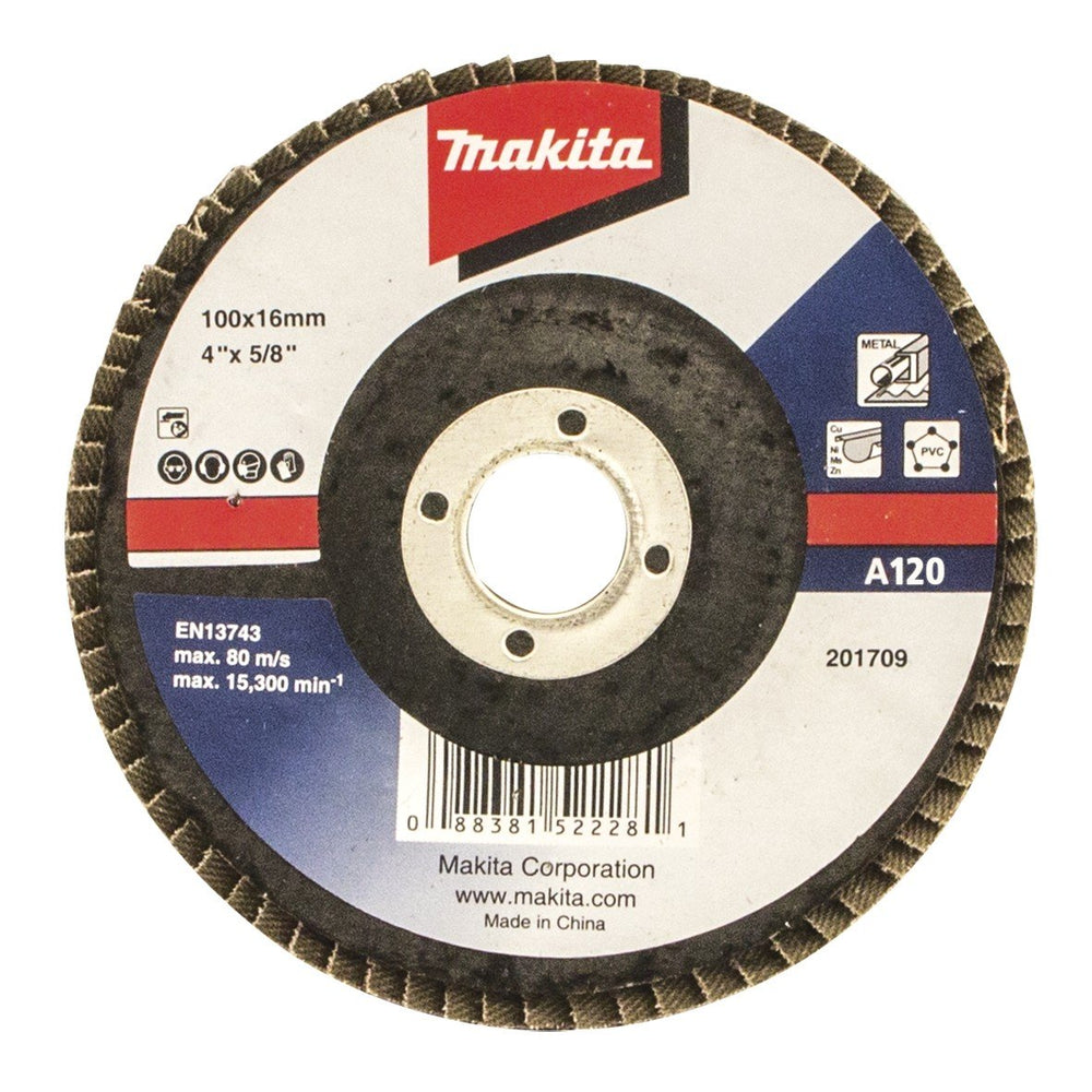 MAKITA 100mm ECONOMY FLAP DISC 120# ALUMINIUM OXIDE D-63426