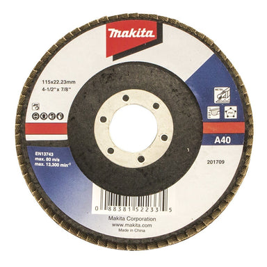 MAKITA 115mm ECONOMY FLAP DISC 40# ALUMINIUM OXIDE D-63432